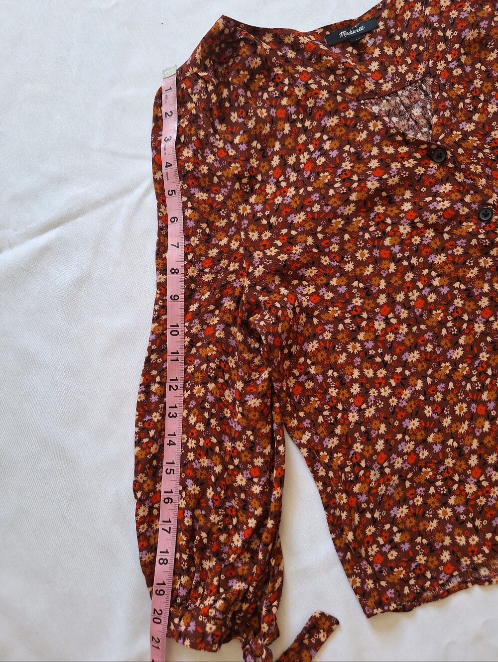 NWOT Madewell Rust Multi Floral Button-Front Blouse - Picture 4 of 7